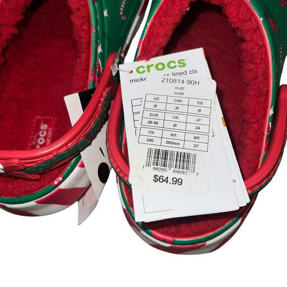 Disney's Mickey Mouse Minnie Mouse Christmas Holiday fleece lined crocs J6 - Picture 3 of 6